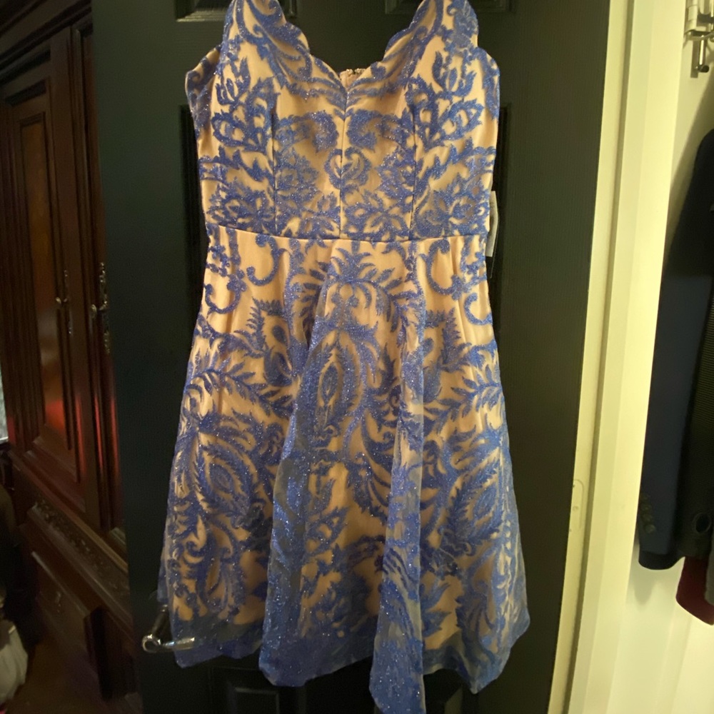 Cobalt/Nude Prom Dress
